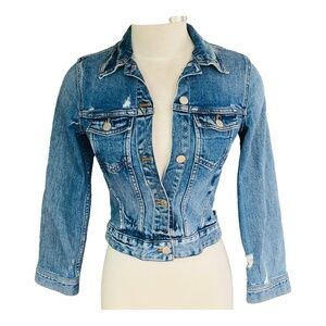 Madewell Classic Denium Blue Wash Distressed Jean Jacket Women XS